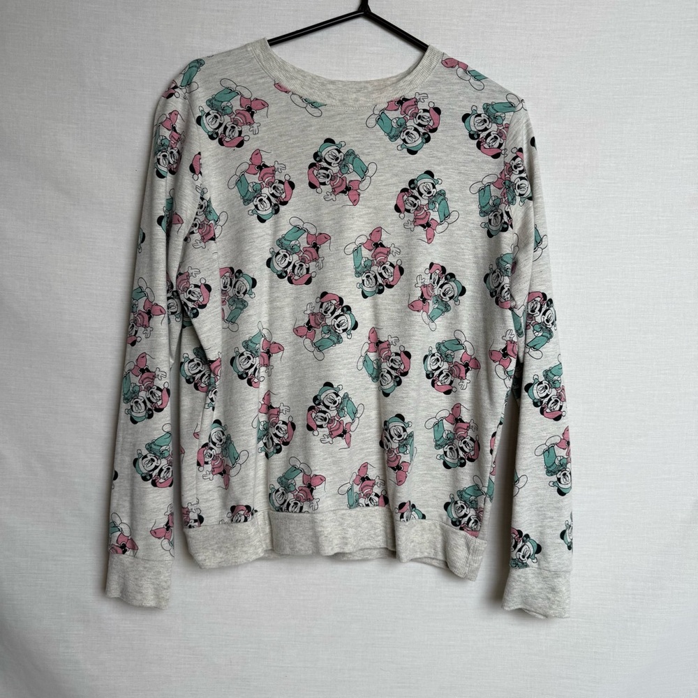 Disney Women’s Sweatshirt Minnie Mouse Allover Print Gray Size Large